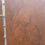 Kunst am Bau - Verkleidung, 2010<br />Stahlplatten mit Rost, Patina und Acryl<br />eine von vier Platten á 120 x 80 cm