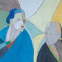 Rosemarie und ihre Frauen<br />Pastell auf Papier <br />2008<br />100 x 226 cm